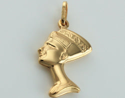 9ct Yellow Gold Egyptian Queen Nefertiti Pendant - Charm - Fox Jewellery