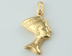 9ct Yellow Gold Egyptian Queen Nefertiti Pendant - Charm - Fox Jewellery