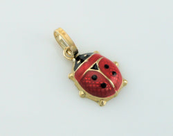 9ct Yellow Gold Enamel Ladybird Pendant - Charm - Fox Jewellery