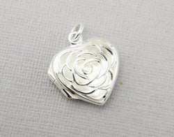 925 Sterling Silver Filigree Flower Heart Locket Pendant - Fox Jewellery