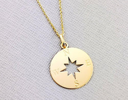 9ct Gold Navigation Compass Pendant Necklace - Fox Jewellery