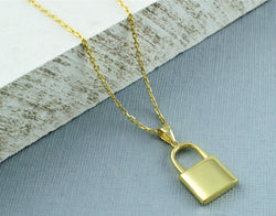 Padlock Necklace Gold Plated 925 Sterling Silver Padlock Pendant Necklace - Fox Jewellery