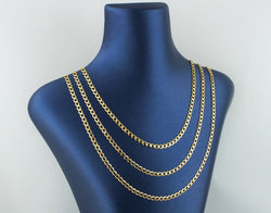 9ct Gold Chain For Men 375 Gold Diamond Cut Curb Chain Necklace - Fox Jewellery