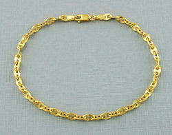 9ct Yellow Gold Mariner Style Anchor Chain Bracelet 19cm / 7.5" - Fox Jewellery
