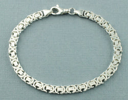 Mens Silver Bracelet 925 Sterling Silver Byzantine Bracelet 8" - Fox Jewellery