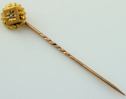 Antique Victorian 15ct Yellow Gold Gemstone Stick Pin - Fox Jewellery