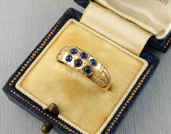 Antique Victorian 15ct Yellow Gold Sapphire Ring - Fox Jewellery
