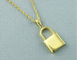 Padlock Necklace Gold Plated 925 Sterling Silver Padlock Pendant Necklace - Fox Jewellery