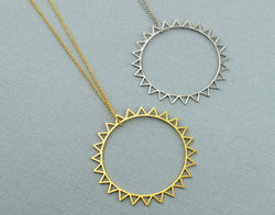 925 Sterling Silver Large Sun Pendant Necklace - Fox Jewellery