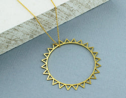 925 Sterling Silver Large Sun Pendant Necklace - Fox Jewellery