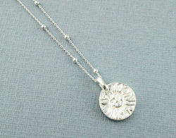925 Sterling Silver Sun & Moon Double Sided Pendant Necklace - Fox Jewellery