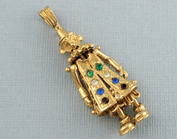 Vintage 9ct Yellow Gold Articulated Clown Pendant - Fox Jewellery