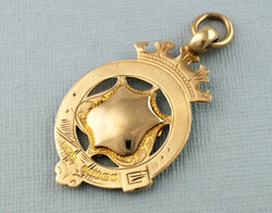 Fine Antique 9ct Gold Albert Chain Fob Medal 1919 - Fox Jewellery