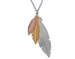 925 Sterling Silver Yellow and Rose Gold Plated Dreamcatcher Feathers Necklace - Fox Jewellery